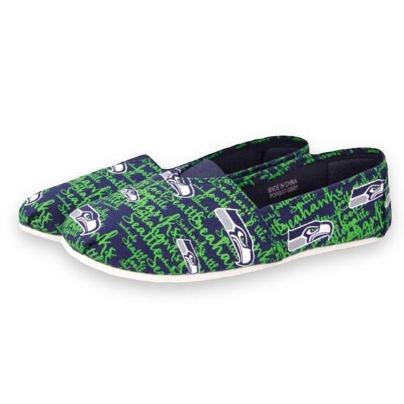 Seattle Seahawks NFL Slip On Flats Logo Round Toe - Picture 6 of 8